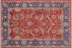 handmade Traditional Kafkaz Rust Blue Hand Knotted RECTANGLE 100% WOOL area rug 6x8