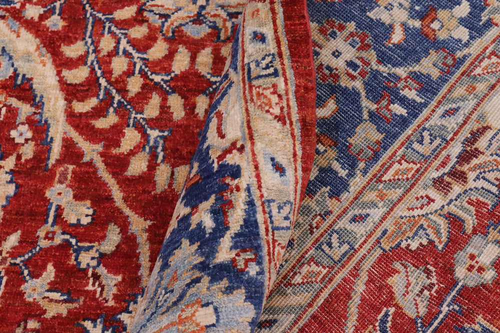 handmade Traditional Kafkaz Rust Blue Hand Knotted RECTANGLE 100% WOOL area rug 6x8