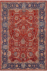 handmade Traditional Kafkaz Rust Blue Hand Knotted RECTANGLE 100% WOOL area rug 6 x 8