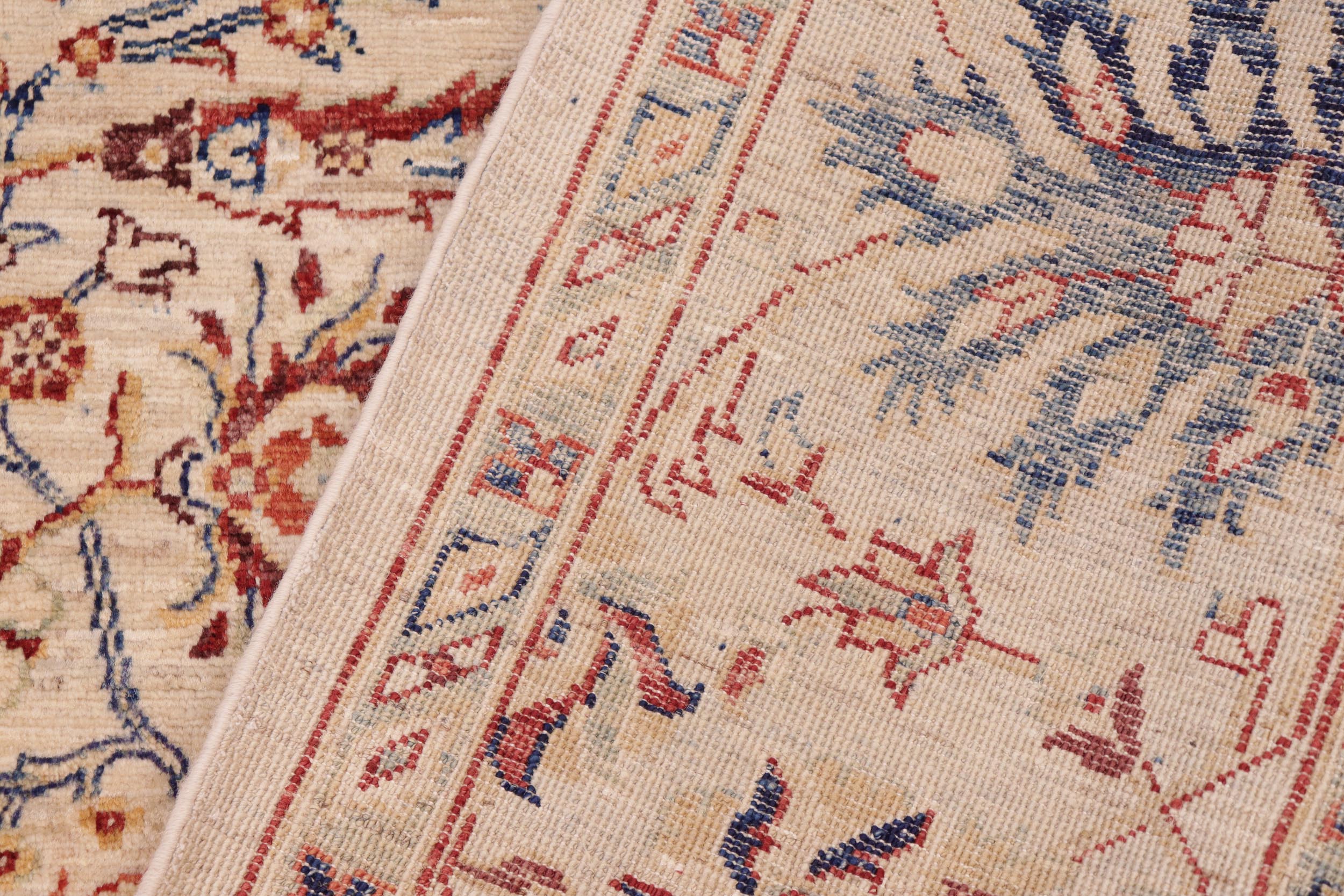 handmade Traditional Kafkaz Tan Blue Hand Knotted RECTANGLE 100% WOOL area rug 7x10