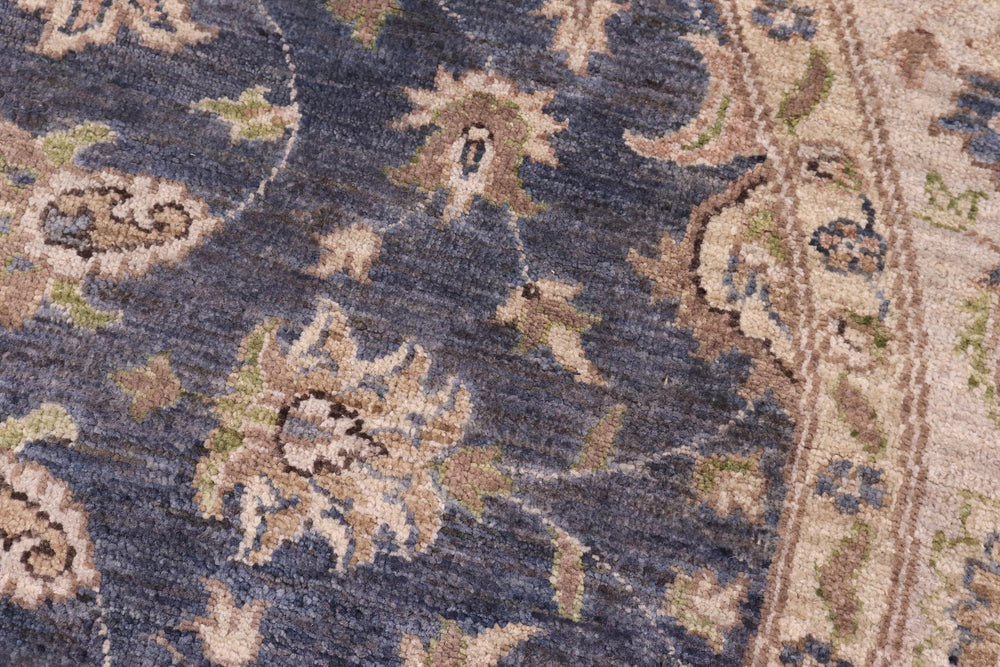 handmade Traditional Kafkaz Gray Blue Hand Knotted ROUND 100% WOOL area rug 6' x 6'