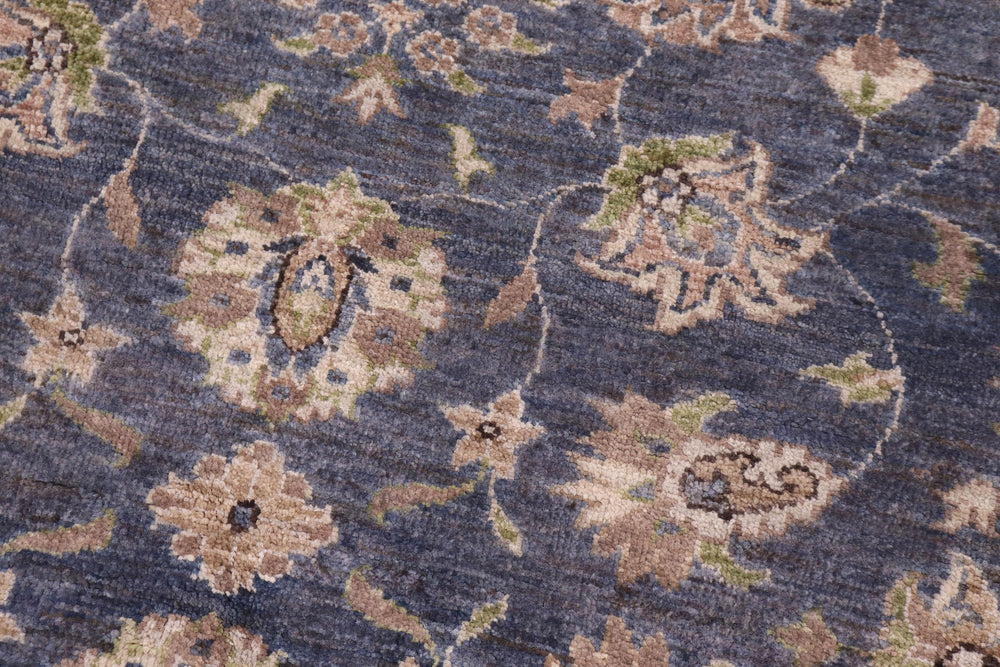 handmade Traditional Kafkaz Gray Blue Hand Knotted ROUND 100% WOOL area rug 6' x 6'