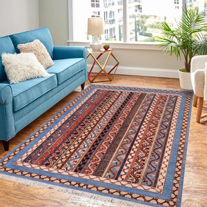 handmade Transitional Shawl Lt. Blue Ivory Hand Knotted RECTANGLE 100% WOOL area rug 6x8