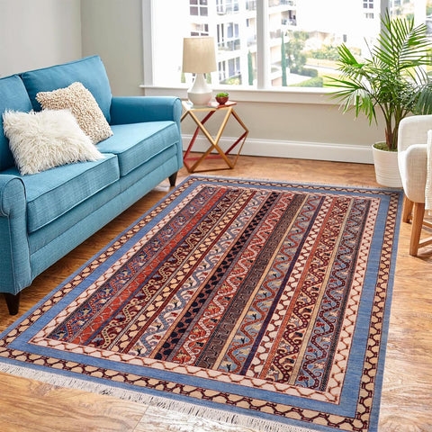 handmade Transitional Shawl Lt. Blue Ivory Hand Knotted RECTANGLE 100% WOOL area rug 6x8