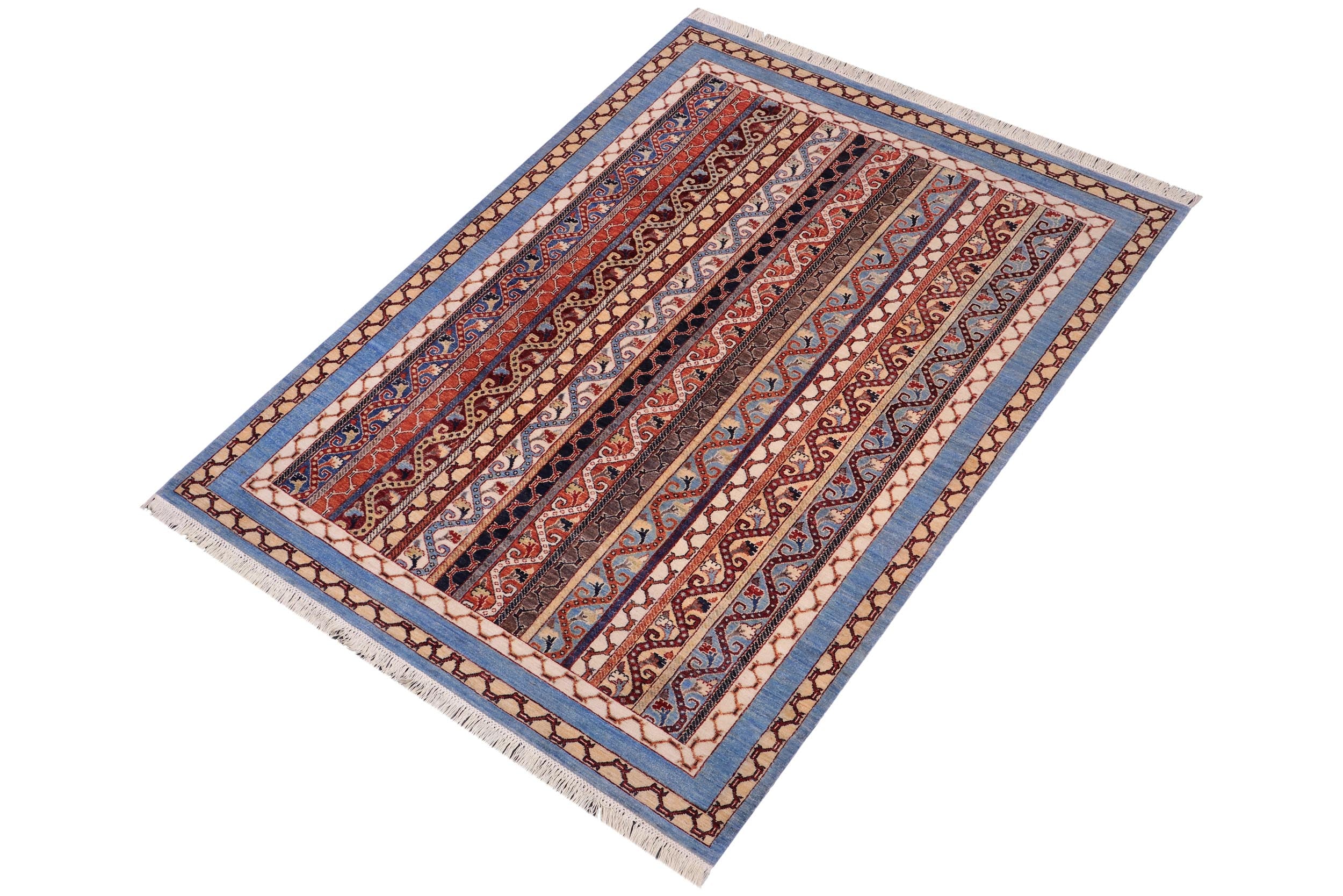 handmade Transitional Shawl Lt. Blue Ivory Hand Knotted RECTANGLE 100% WOOL area rug 6x8