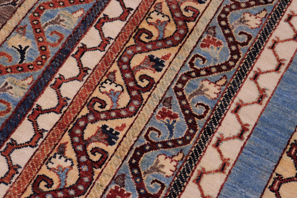 handmade Transitional Shawl Lt. Blue Ivory Hand Knotted RECTANGLE 100% WOOL area rug 6x8