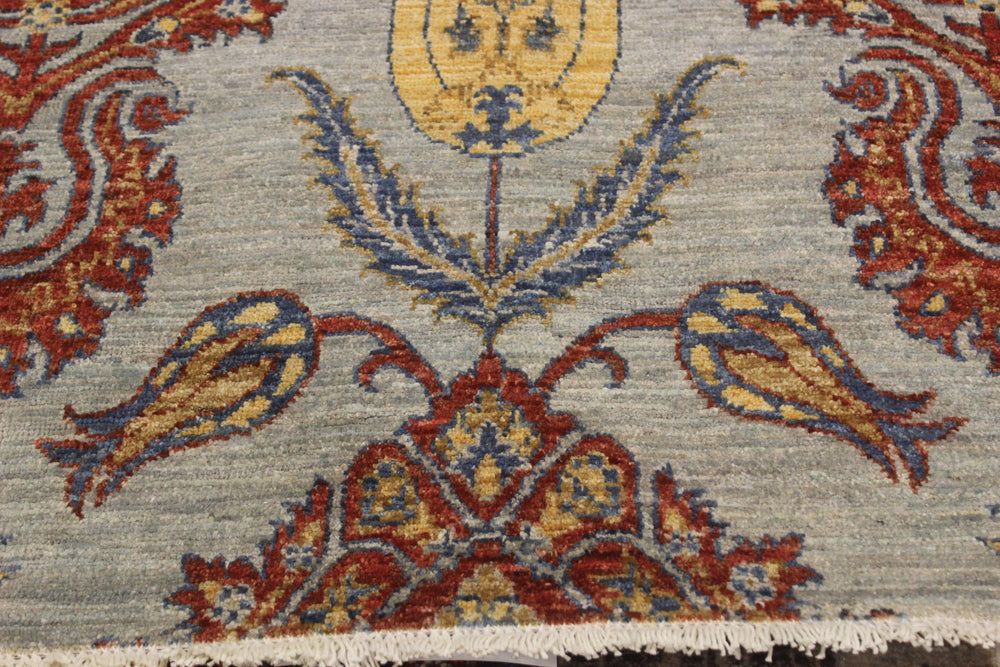 handmade Modern Kafkaz Gray Blue Hand Knotted RECTANGLE 100% WOOL area rug 4' x 6'