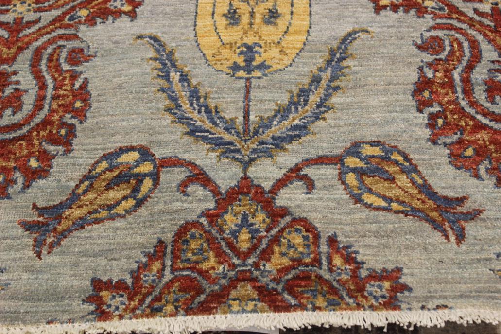 handmade Modern Kafkaz Gray Blue Hand Knotted RECTANGLE 100% WOOL area rug 4 x 6