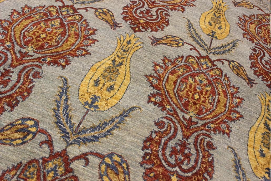 handmade Modern Kafkaz Gray Blue Hand Knotted RECTANGLE 100% WOOL area rug 4 x 6