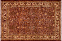 handmade Traditional  Brown Ivory Hand Knotted RECTANGLE 100% WOOL area rug 8' x 10'