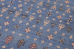 handmade Geometric Kurjean Blue Beige Hand Knotted RECTANGLE 100% WOOL area rug 5x8