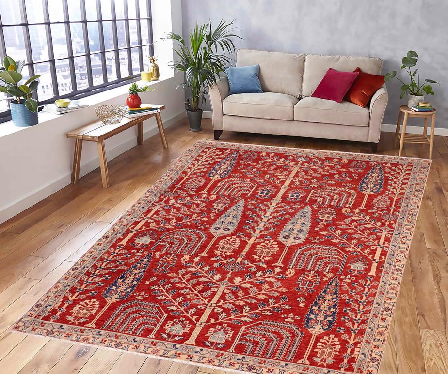 handmade Transitional Kafkaz Red Red Hand Knotted RECTANGLE 100% WOOL area rug 7 x 10