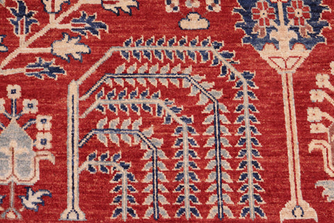 handmade Geometric Kafkaz Red Red Hand Knotted RECTANGLE 100% WOOL area rug 7' x 10'