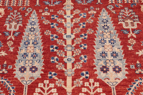 handmade Geometric Kafkaz Red Red Hand Knotted RECTANGLE 100% WOOL area rug 7' x 10'