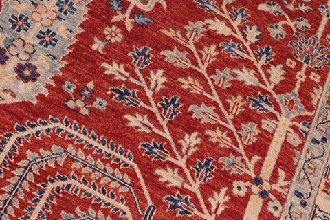 handmade Geometric Kafkaz Red Red Hand Knotted RECTANGLE 100% WOOL area rug 7' x 10'