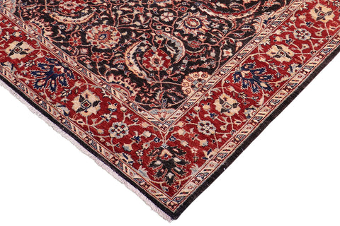 handmade Traditional Kafkaz Black Red Hand Knotted RECTANGLE 100% WOOL area rug 5x8