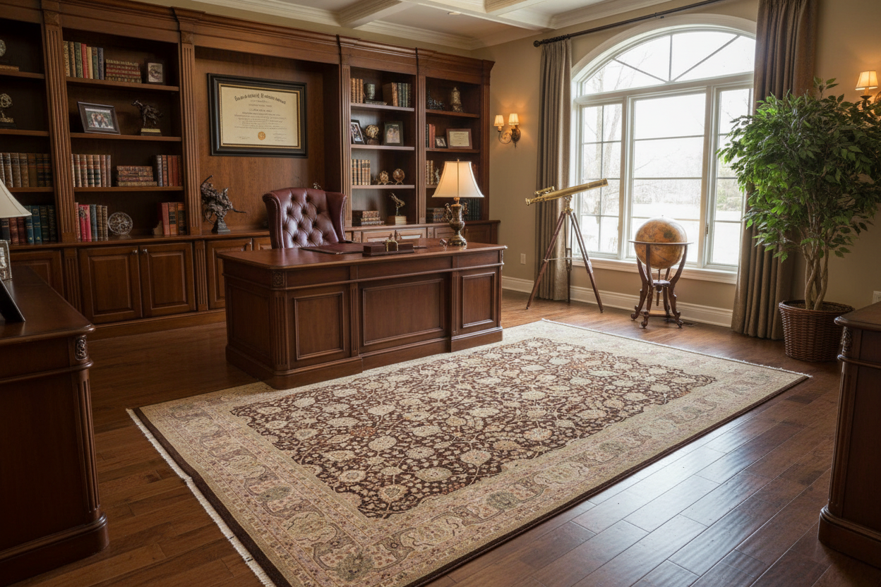 handmade Traditional  Brown Tan Hand Knotted RECTANGLE 100% WOOL area rug 8' x 10'