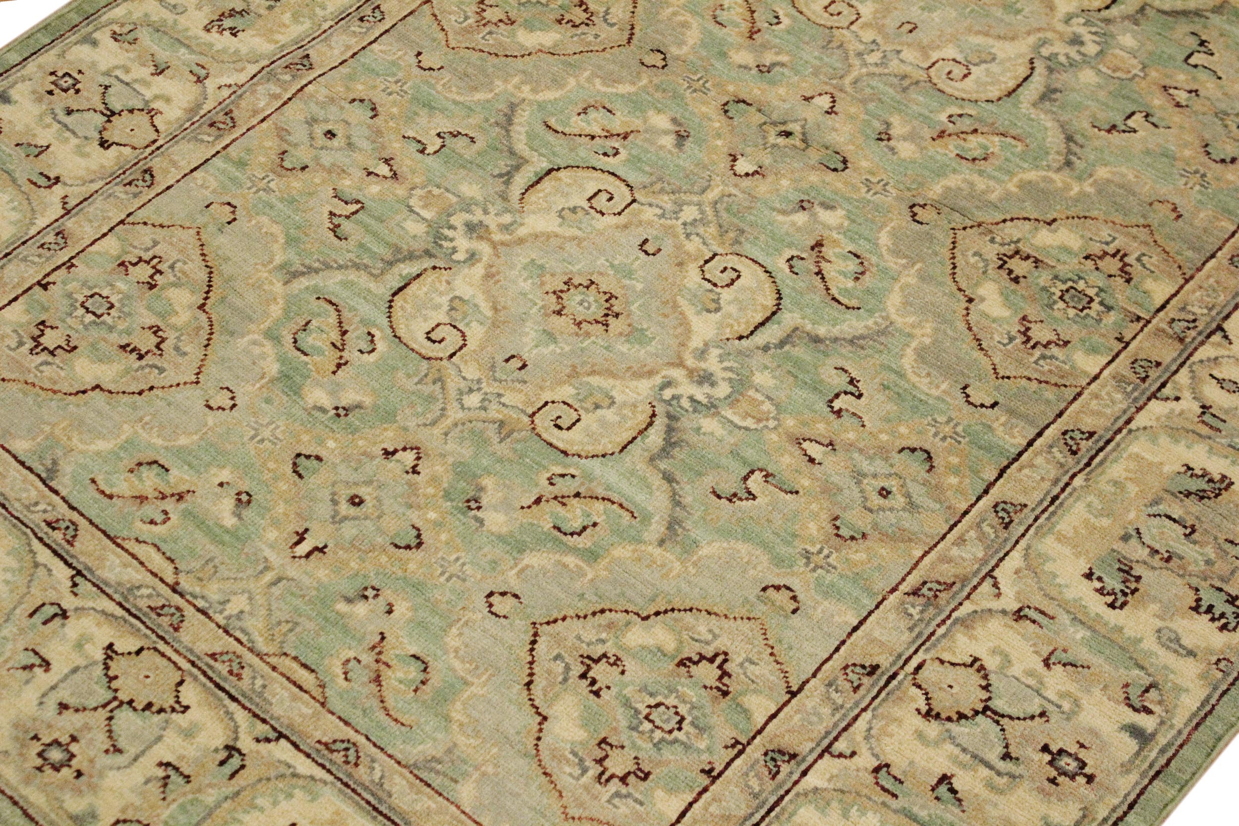 handmade Traditional Kafkaz Lt. Green Ivory Hand Knotted RECTANGLE 100% WOOL area rug 4x6