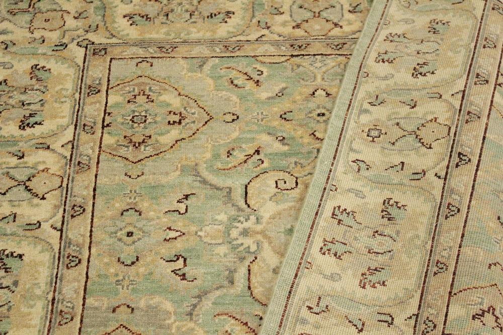 handmade Traditional Kafkaz Lt. Green Ivory Hand Knotted RECTANGLE 100% WOOL area rug 4x6