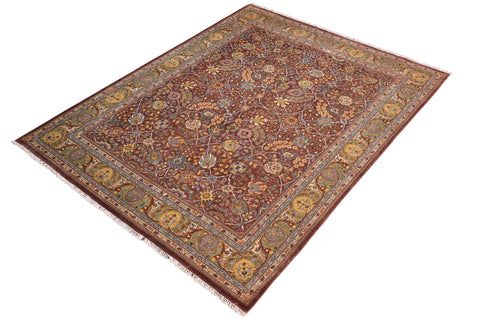 handmade Traditional Design Brown Green Hand Knotted RECTANGLE 100% WOOL area rug 8' x 10'