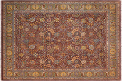 handmade Traditional Design Brown Green Hand Knotted RECTANGLE 100% WOOL area rug 8' x 10'
