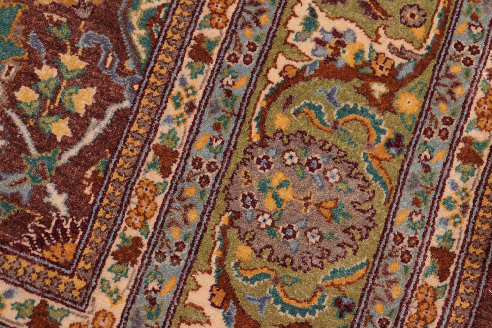 handmade Traditional Design Brown Green Hand Knotted RECTANGLE 100% WOOL area rug 8' x 10'
