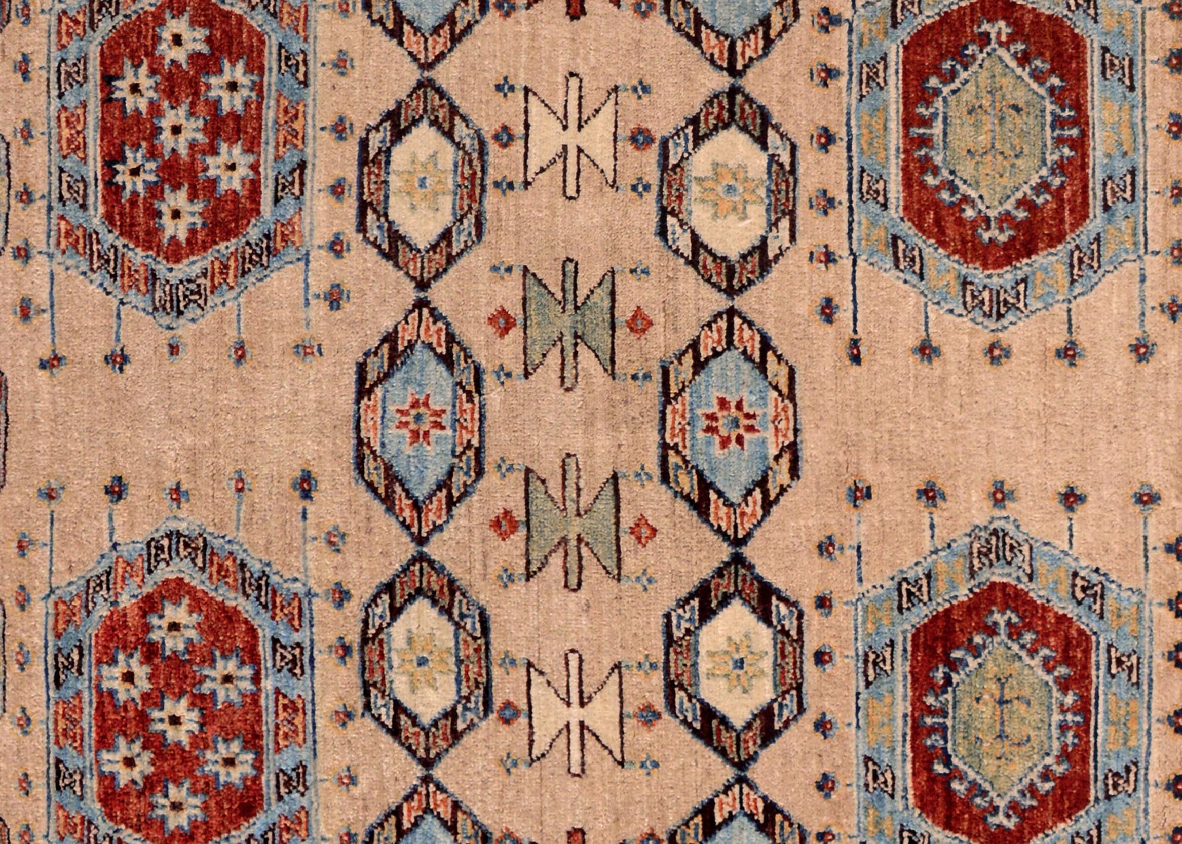 handmade Geometric Kurjean Tan Rust Hand Knotted RECTANGLE 100% WOOL area rug 4x6