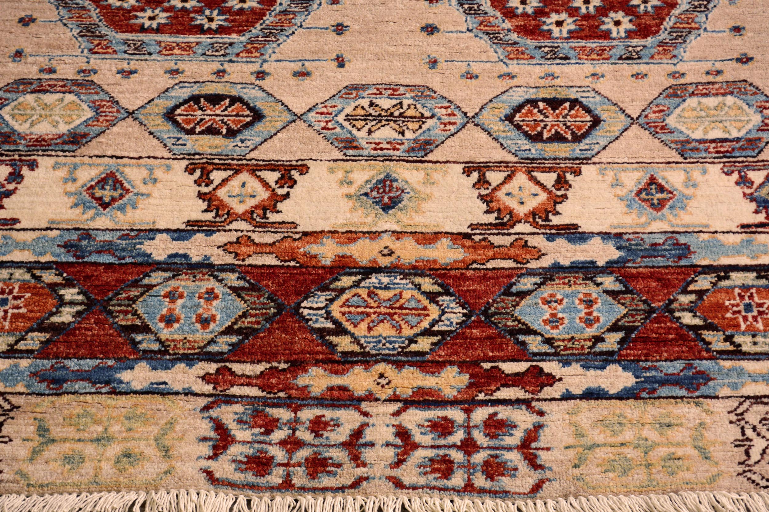 handmade Geometric Kurjean Tan Rust Hand Knotted RECTANGLE 100% WOOL area rug 4x6