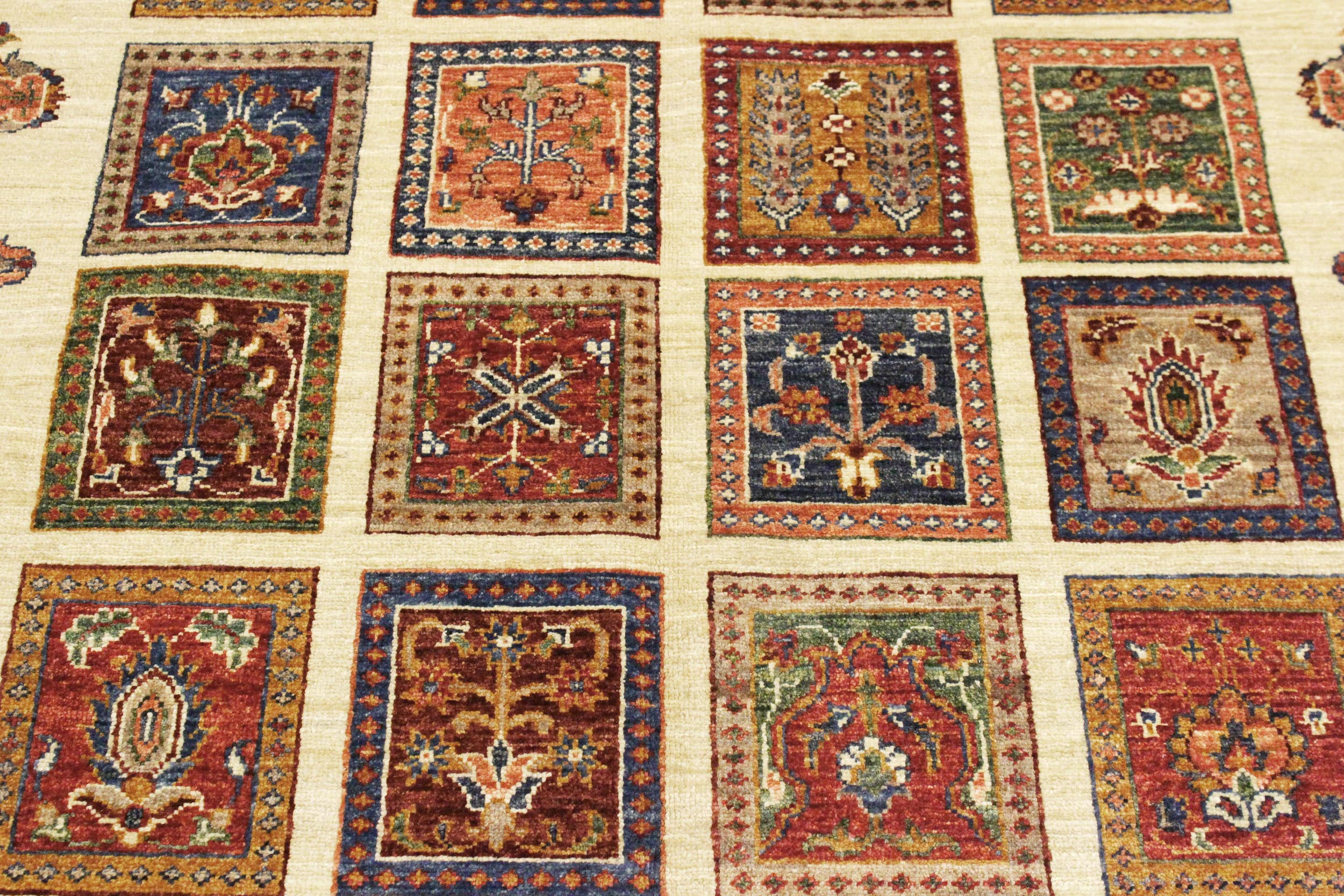 handmade Geometric Kurjean Beige Rust Hand Knotted RECTANGLE 100% WOOL area rug 4x6