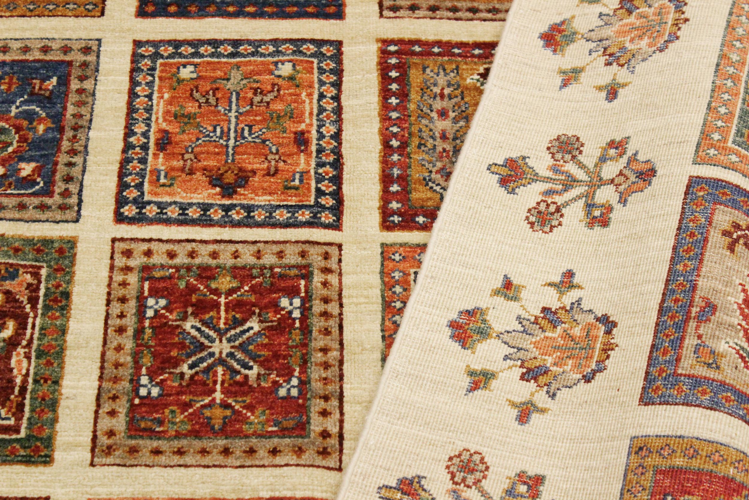 handmade Geometric Kurjean Beige Rust Hand Knotted RECTANGLE 100% WOOL area rug 4x6