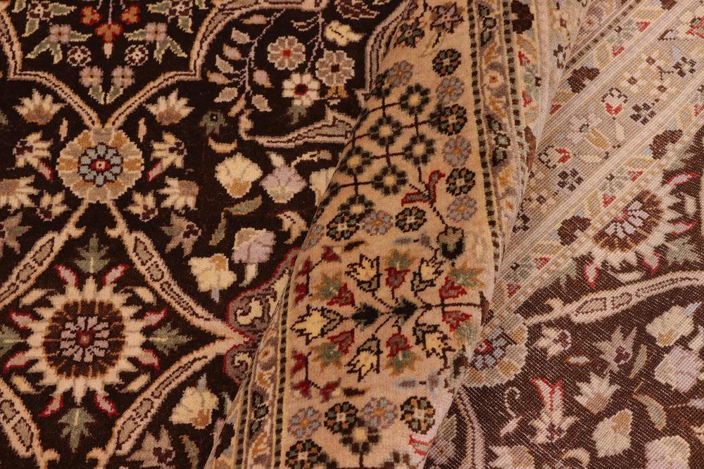 handmade Transitional Tabriz Brown Tan Hand Knotted RECTANGLE 100% WOOL area rug 8' x 10'