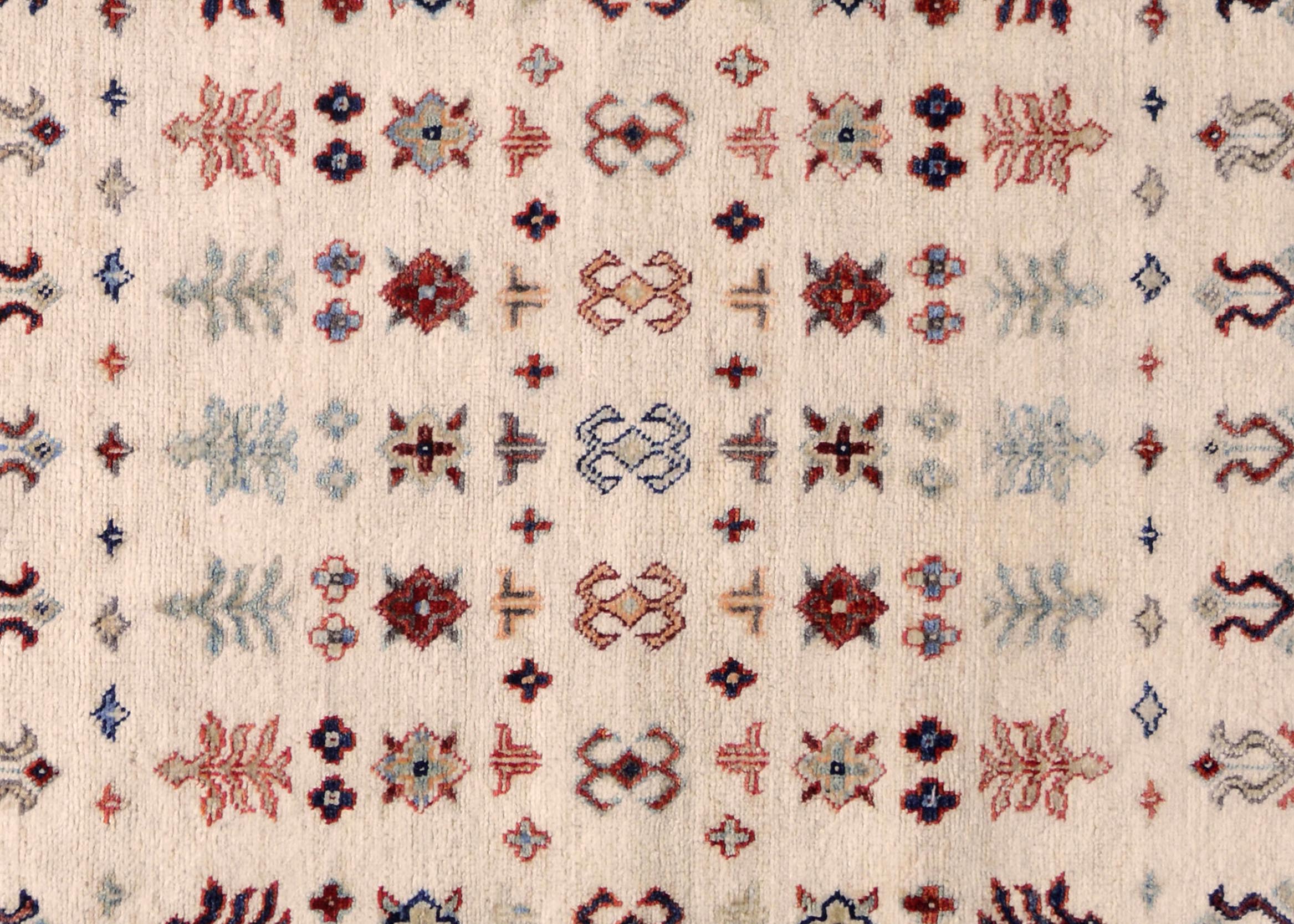 handmade Geometric Kurjean Beige Red Hand Knotted RECTANGLE 100% WOOL area rug 4x6