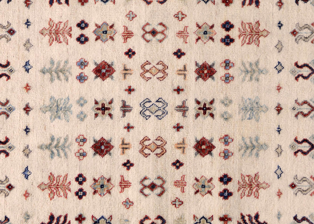 handmade Geometric Kurjean Beige Red Hand Knotted RECTANGLE 100% WOOL area rug 4x6