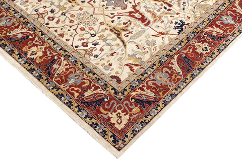 handmade Traditional Kafkaz Ivory Rust Hand Knotted RECTANGLE 100% WOOL area rug 12x15