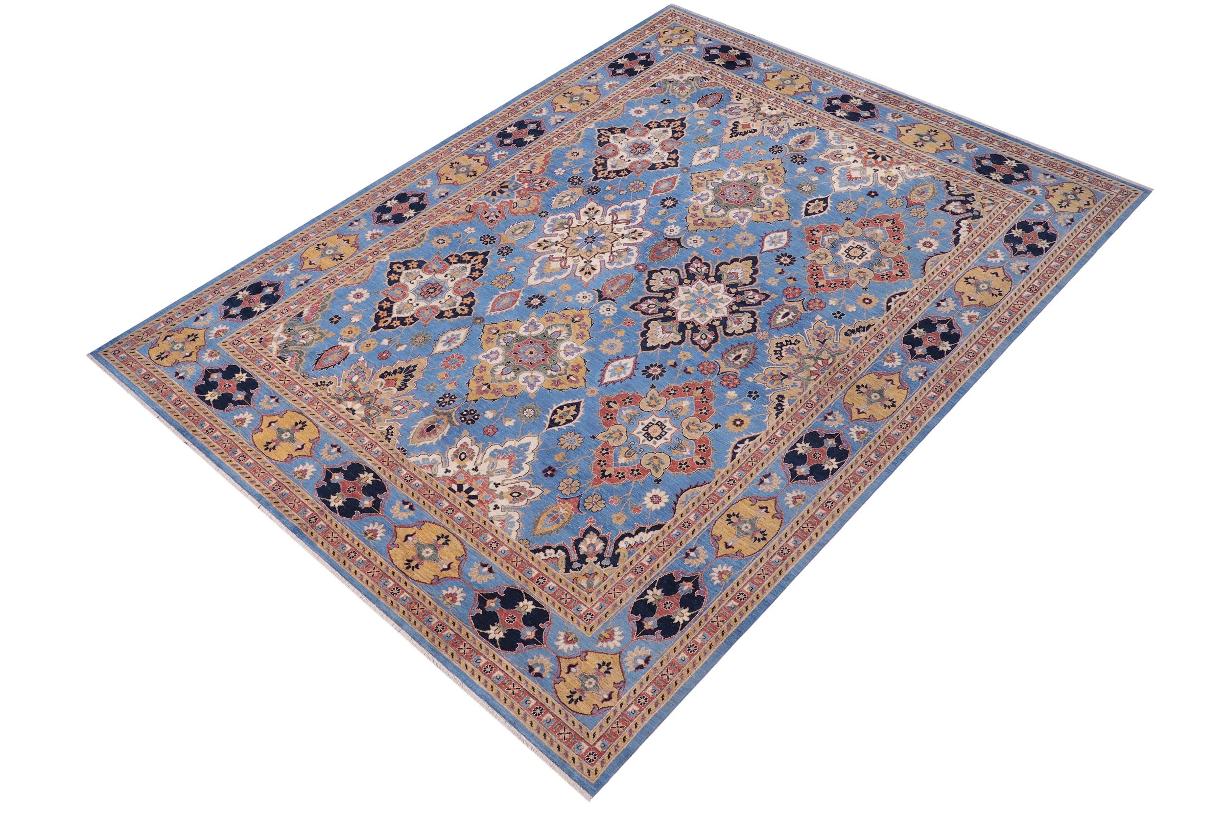 handmade Traditional Kafkaz Lt. Blue Blue Hand Knotted SQUARE 100% WOOL area rug 12x12