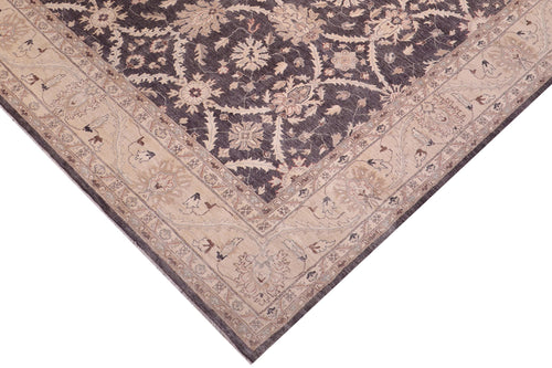 handmade Transitional Kafkaz Charcoal Tan Hand Knotted RECTANGLE 100% WOOL area rug 12' x 15'