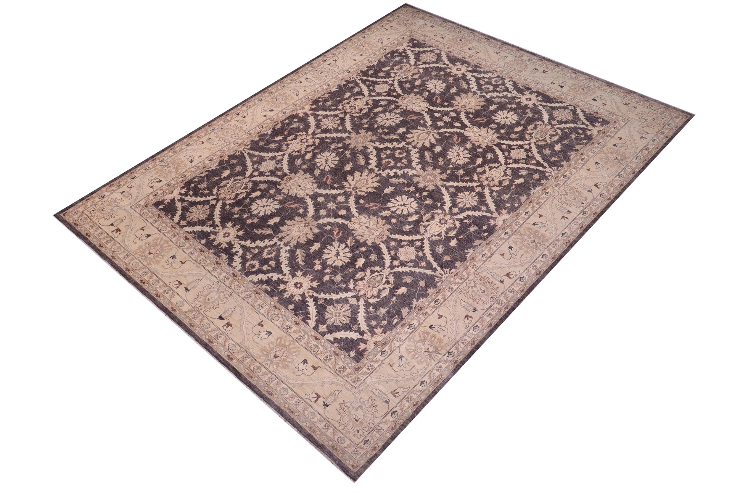 handmade Transitional Kafkaz Charcoal Tan Hand Knotted RECTANGLE 100% WOOL area rug 12' x 15'