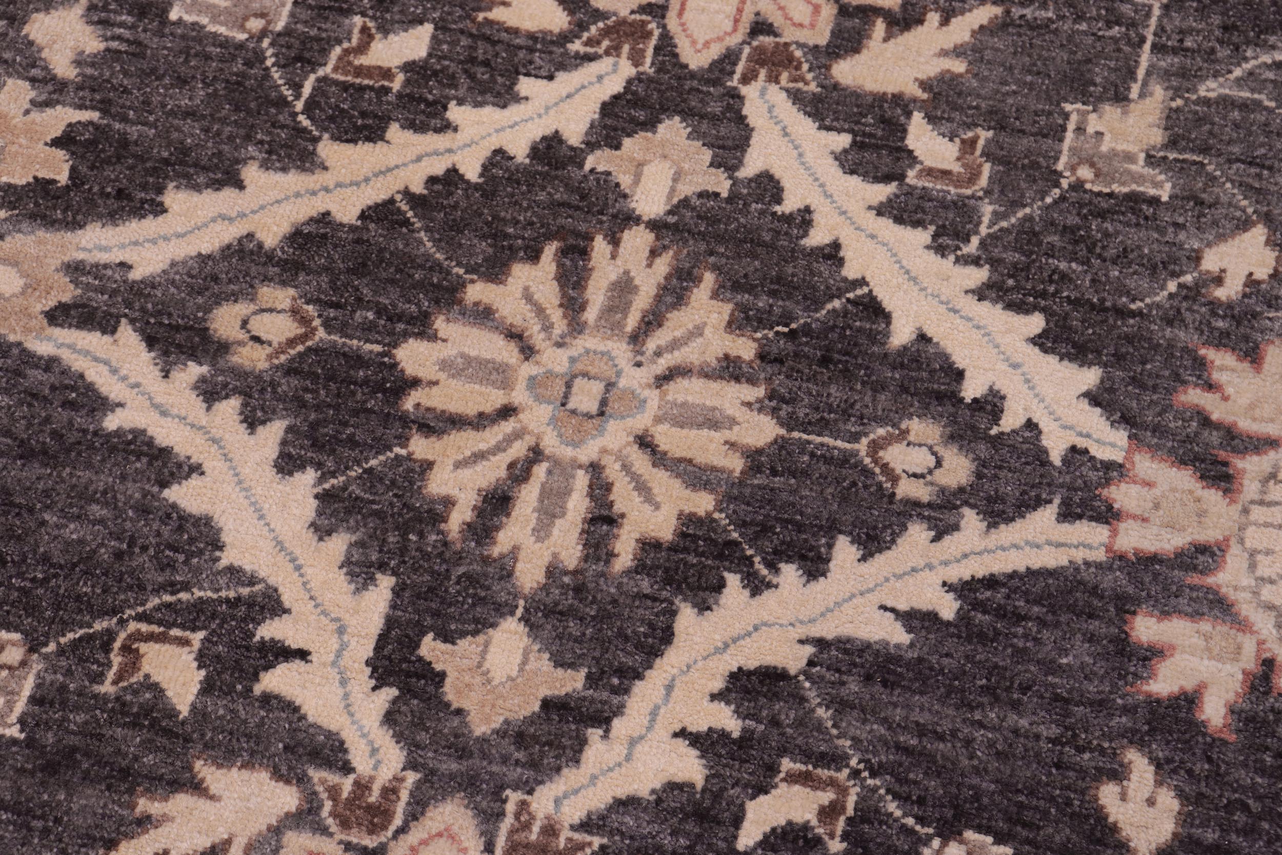 handmade Transitional Kafkaz Charcoal Tan Hand Knotted RECTANGLE 100% WOOL area rug 12' x 15'