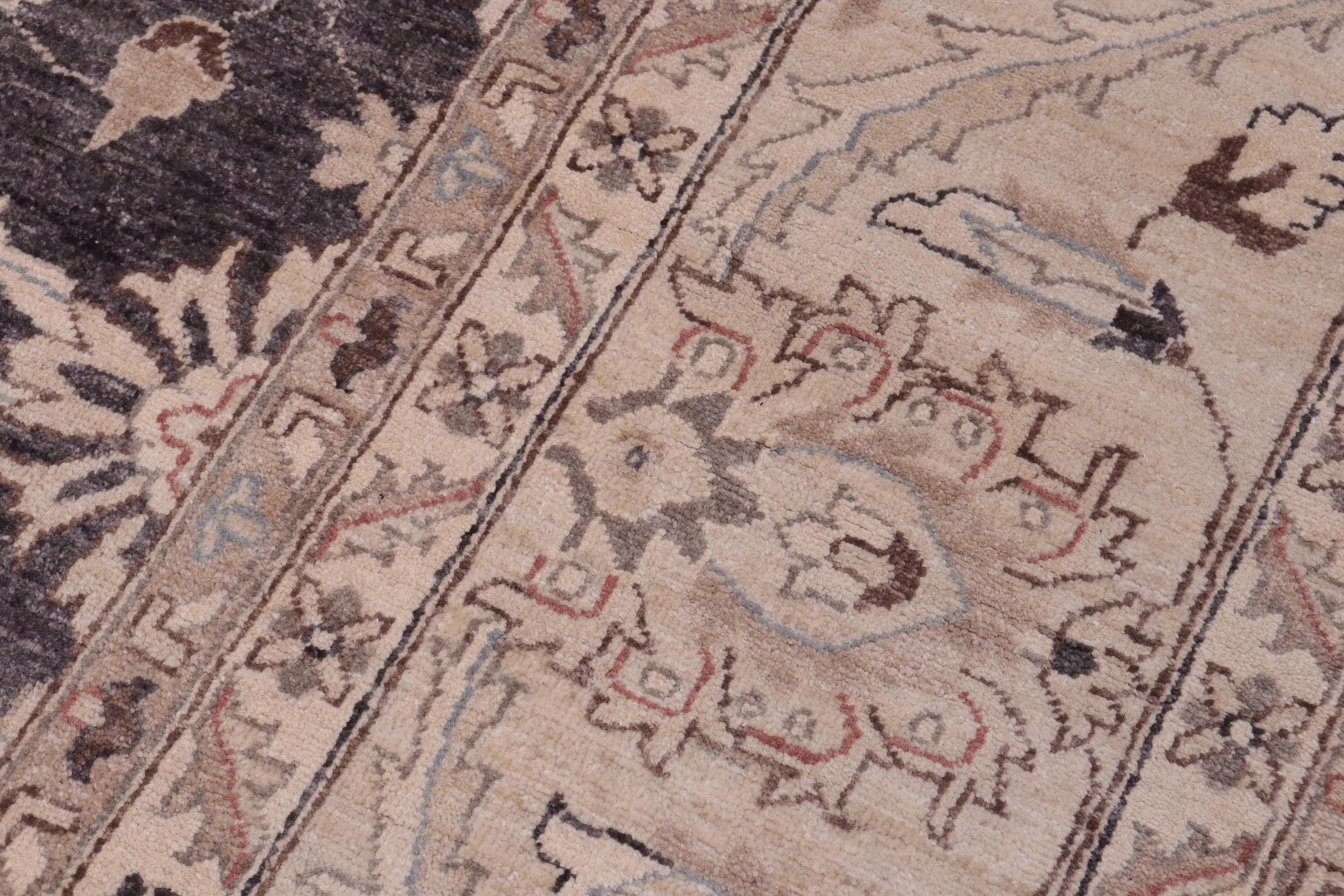 handmade Transitional Kafkaz Charcoal Tan Hand Knotted RECTANGLE 100% WOOL area rug 12' x 15'