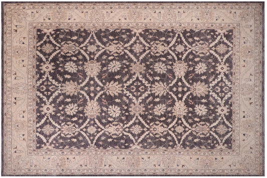 handmade Transitional Kafkaz Charcoal Tan Hand Knotted RECTANGLE 100% WOOL area rug 12' x 15'