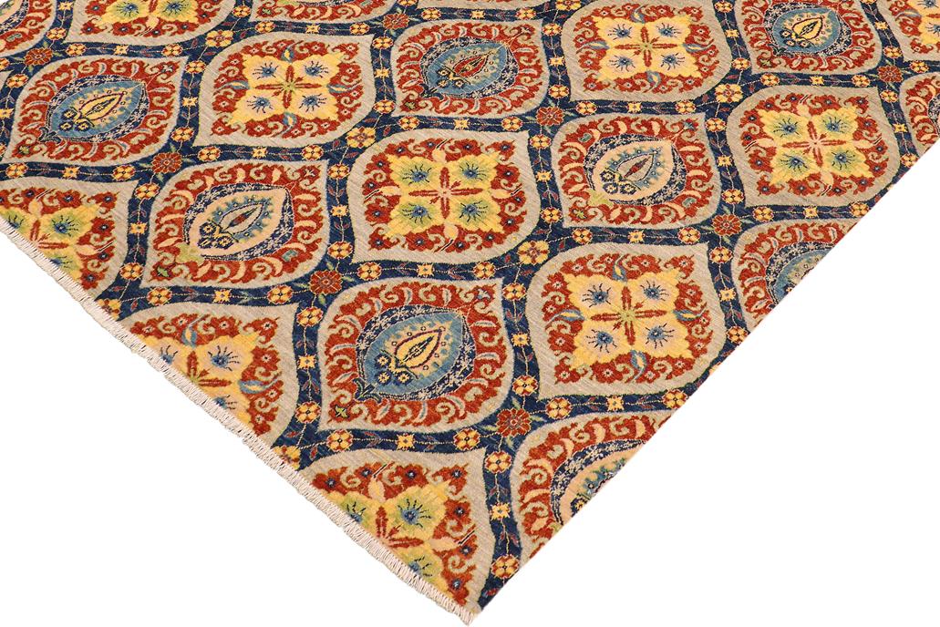 handmade Transitional Kafkaz Blue Gray Hand Knotted RECTANGLE 100% WOOL area rug 8 x 10