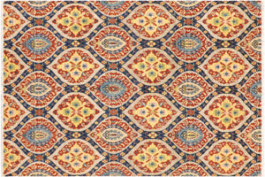 8x10 hand knotted modern wool rug in blue and gray - Eclectic Afton
