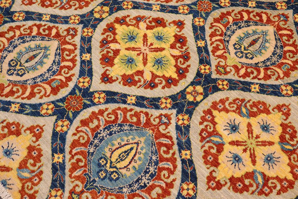 handmade Transitional Kafkaz Blue Gray Hand Knotted RECTANGLE 100% WOOL area rug 8 x 10