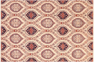8x10 hand knotted modern wool rug in beige and blue - Modern Agnus