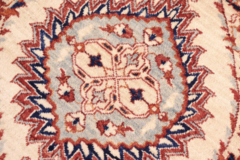 handmade Modern Kafkaz Beige Blue Hand Knotted RECTANGLE 100% WOOL area rug 8' x 10'