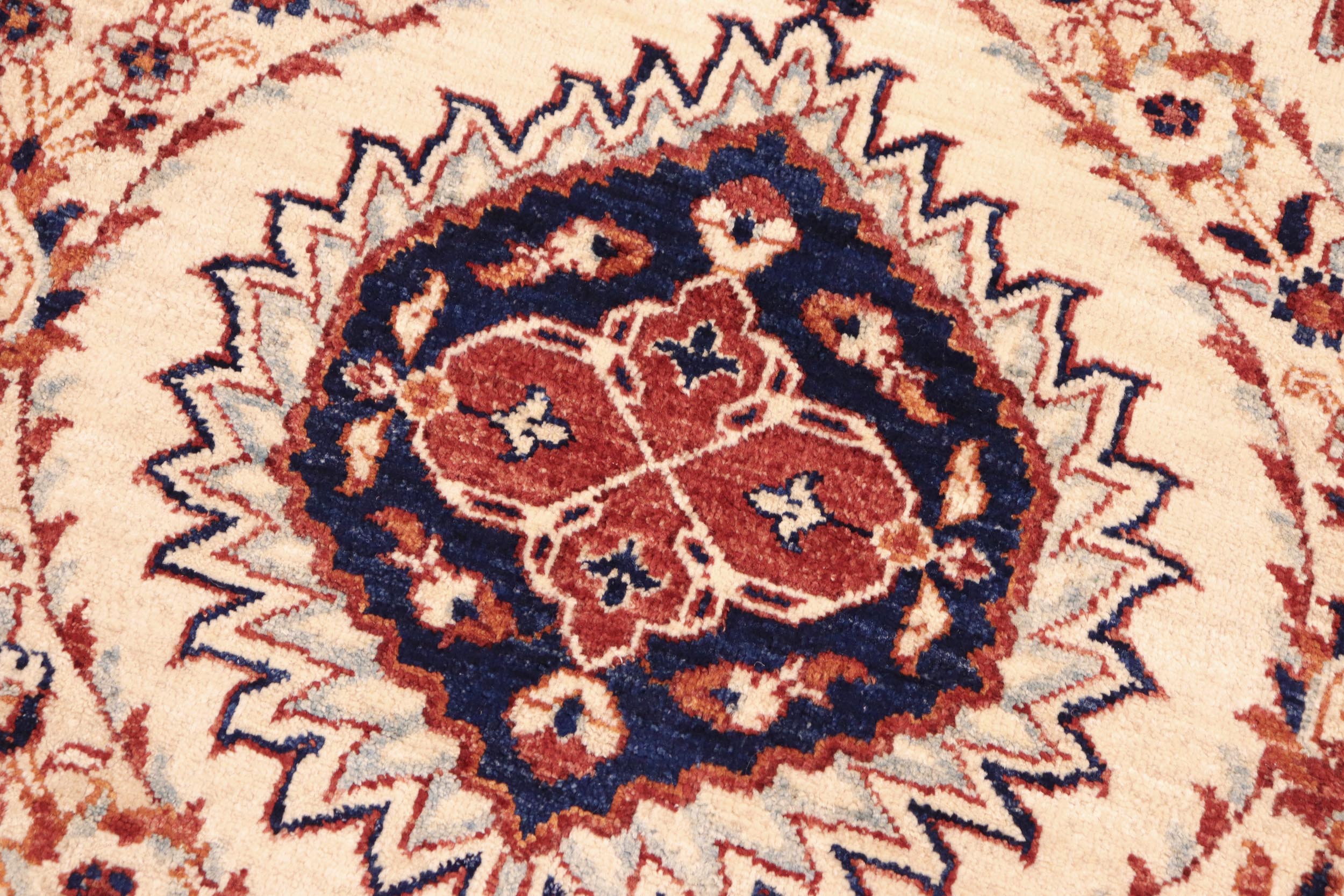 handmade Modern Kafkaz Beige Blue Hand Knotted RECTANGLE 100% WOOL area rug 8' x 10'