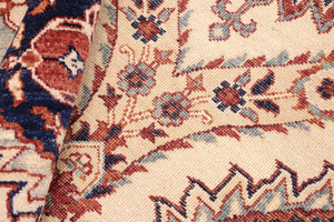 handmade Modern Kafkaz Beige Blue Hand Knotted RECTANGLE 100% WOOL area rug 8' x 10'