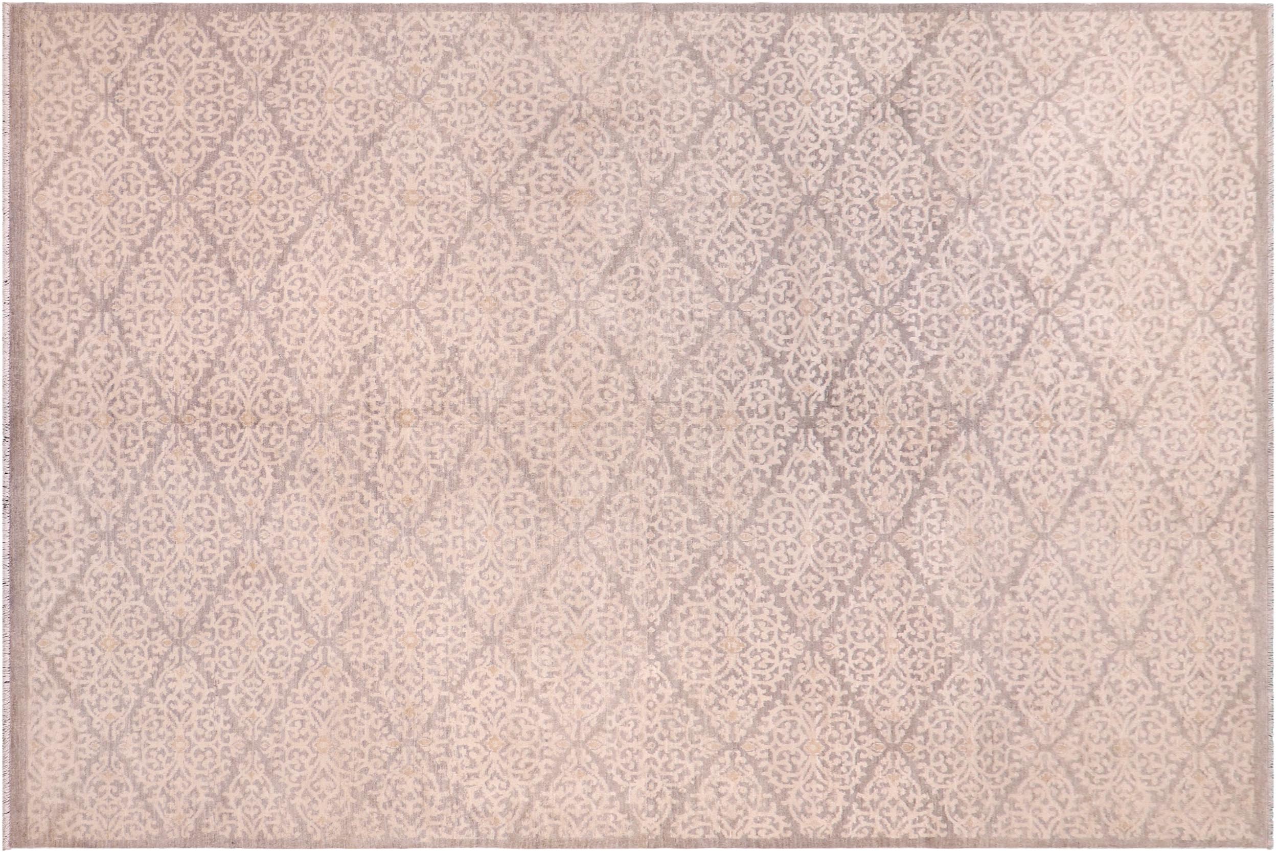 handmade Modern Kafkaz Gray Ivory Hand Knotted RECTANGLE 100% WOOL area rug 8' x 10'