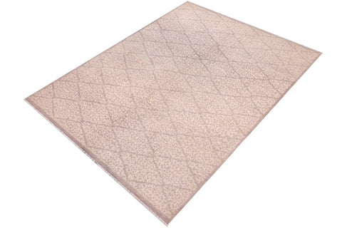 handmade Modern Kafkaz Gray Ivory Hand Knotted RECTANGLE 100% WOOL area rug 8' x 10'