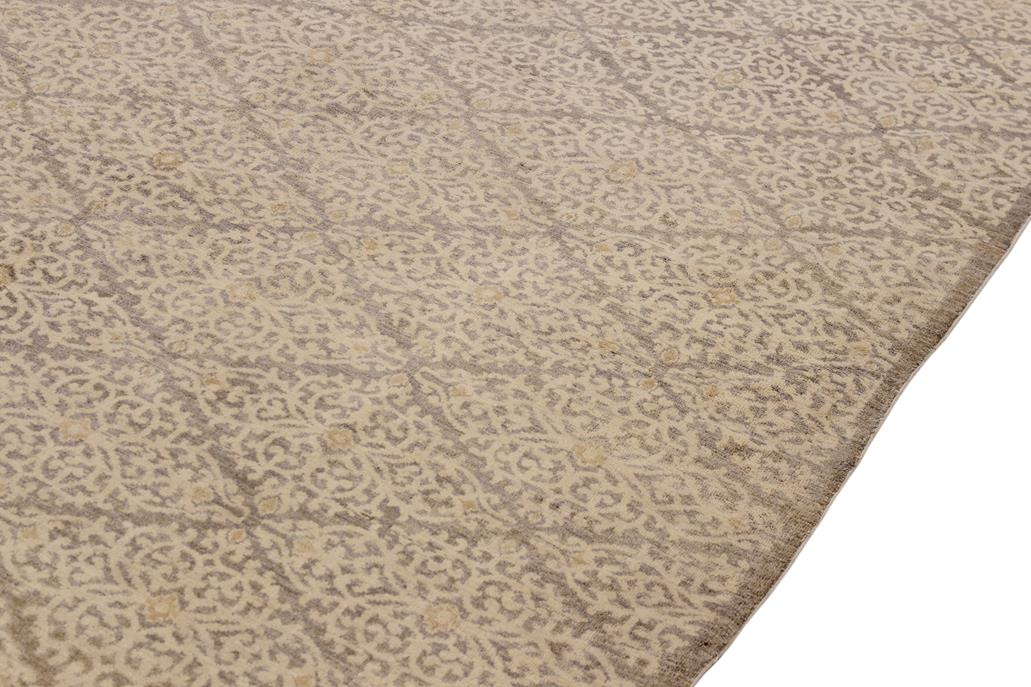 handmade Transitional Kafkaz Gray Ivory Hand Knotted RECTANGLE 100% WOOL area rug 8 x 10